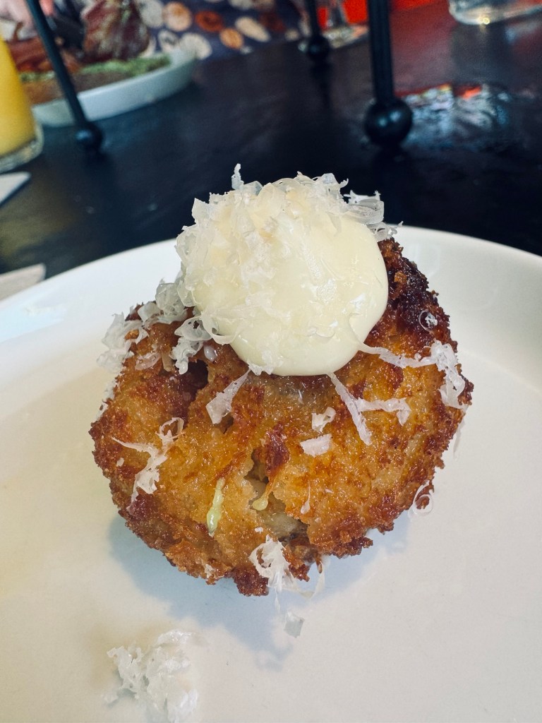 Sweet potato and sundried tomato risotto ball